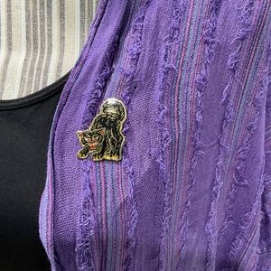 Vintage All Metal Halloween Black Cat Lapel or Hat Pin